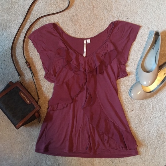 Maroon Ruffle Top - Picture 1 of 3